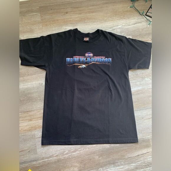 VTG Harley T-shirt Eagle Naples Florida Black Graphic T-shirt Size L XL Biker - Picture 3 of 7